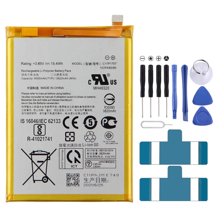Sostituzione batteria 4000mAh per ASUS Zenfone Max M1 ZB555KL C11P1707, For ASUS Zenfone Max M1 Sostituzione batteria 4000mAh per ASUS Zenfone Max M1 ZB555KL C11P1707, For ASUS Zenfone Max M1